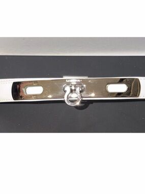 Salvatore Ferragamo Cream Patent Leather Belt with Silver Hardware